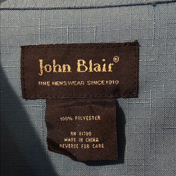 Men's Vintage John Blair 4XL Poly Blue Short Sleeve Shirt - Picture 2 of 7